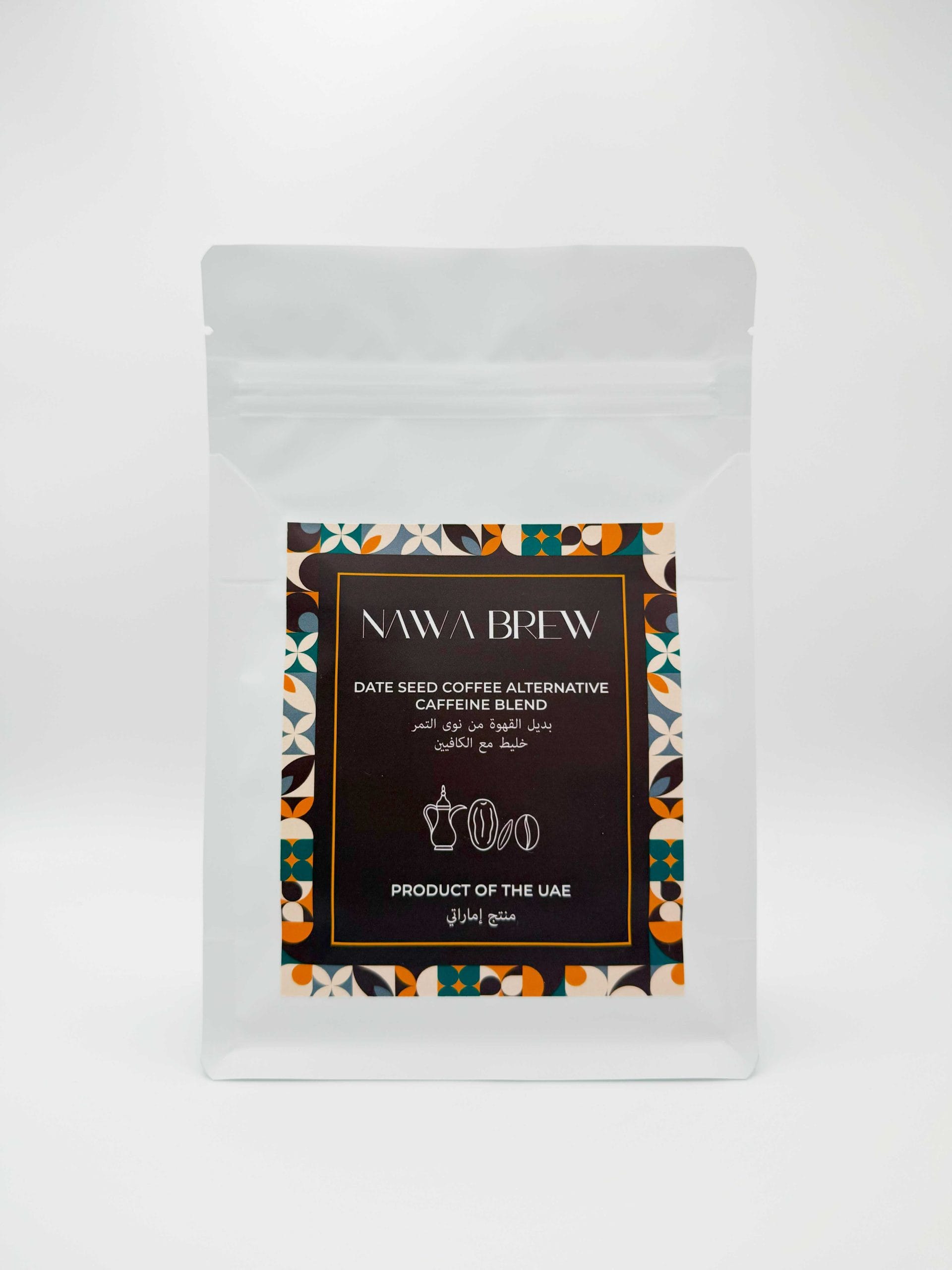 Date Seed Coffee Caffeine Blend Nawa Brew Front Date Seed Coffee (قهوة نوى التمر) 250g - Caffeine Blend - Image 1